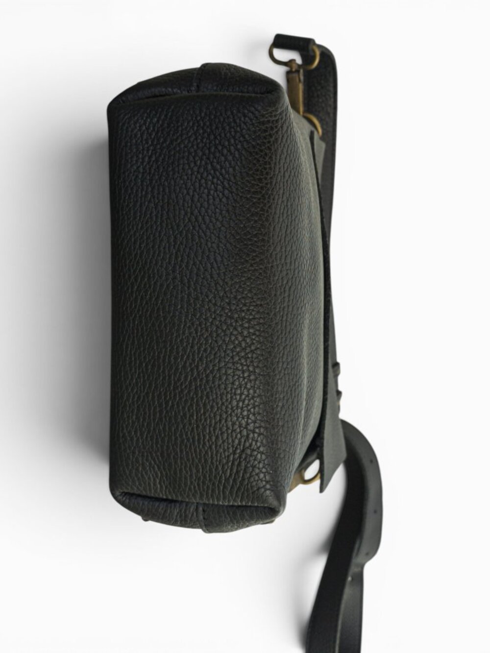 11600 Leather Goods Black Pebbled Leather Crossbody, Made in Spain - Picture 6 of 9